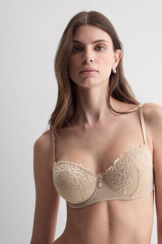 Silky Flowers Sofia Silk and Lace Balconette Bra