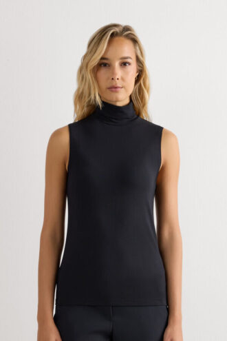 Sleeveless Turtleneck Micromodal Shirt