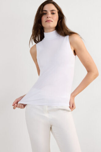 Sleeveless Turtleneck Micromodal Shirt
