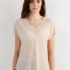 The Pure Linen Short Sleeve V-Neck Top in Linen