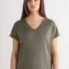 The Pure Linen Short Sleeve V-Neck Top in Linen