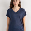 The Pure Linen Short Sleeve V-Neck Top in Linen