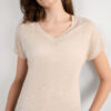 The Pure Linen Short Sleeve V-Neck Top in Linen