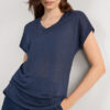 The Pure Linen Short Sleeve V-Neck Top in Linen