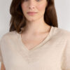 The Pure Linen Short Sleeve V-Neck Top in Linen