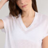 The Pure Linen Short Sleeve V-Neck Top in Linen
