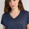 The Pure Linen Short Sleeve V-Neck Top in Linen