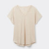 The Pure Linen Short Sleeve V-Neck Top in Linen