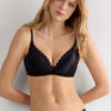 Tiziana Wireless Plunge Triangle Bra in Silk and Lace