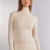 Turtleneck Top in Modal Light with Cashmere Lame