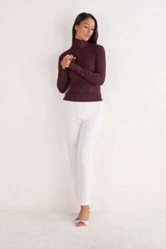 Turtleneck Top in Modal Light with Cashmere Lame