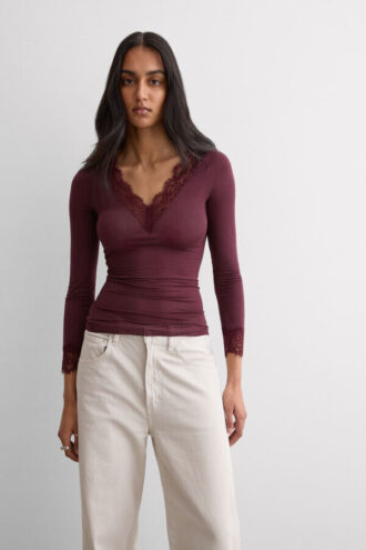 Ultralight Cashmere Lace Long Sleeve Shirt